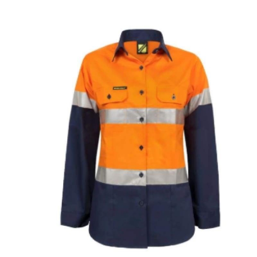 Picture of WorkCraft, Womens, Shirt, Long Sleeve, Lightweight, Hi Vis, Two Tone, Vented, Cotton Drill, CSR Reflective Tape
